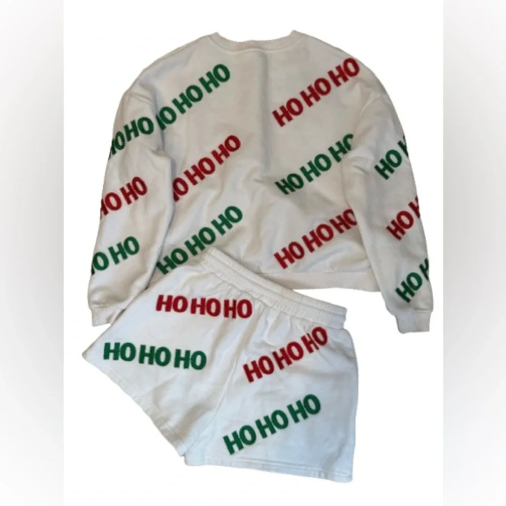 Set! QUEEN OF SPARKLES Kids White Holiday Ho Ho Ho Top & Shorts Set